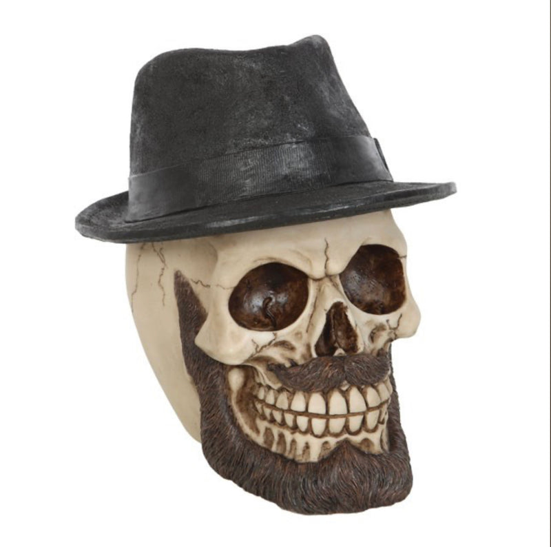 Skull Ornament with Trilby Hat