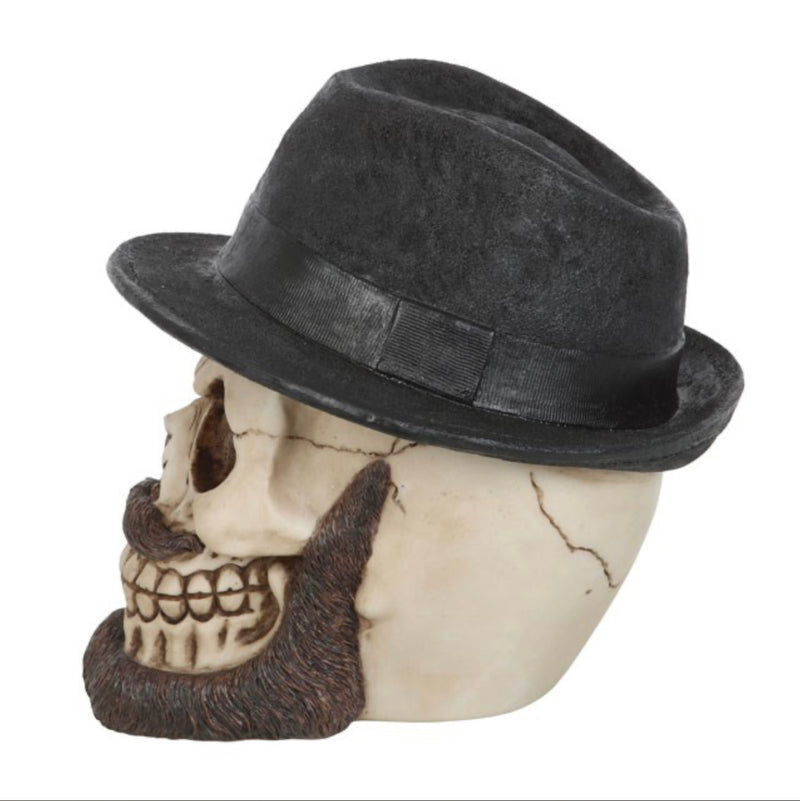 Skull Ornament with Trilby Hat