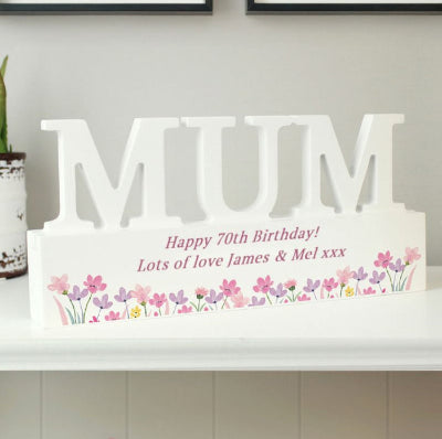 Personalised Floral Wooden Mum Ornament Gift