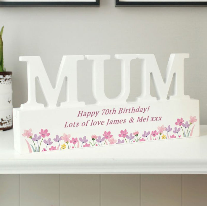 Personalised Floral Wooden Mum Ornament - Gift For Mum