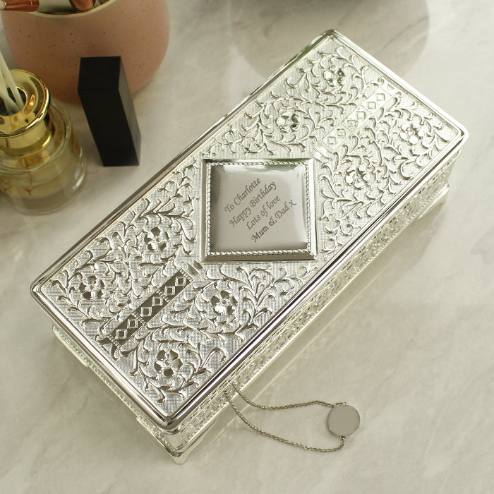 Engraved Silver Plated Trinket Box - Any Message