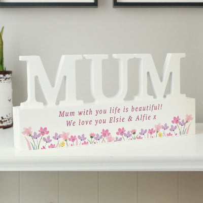 Personalised Floral Wooden Mum Ornament Gift
