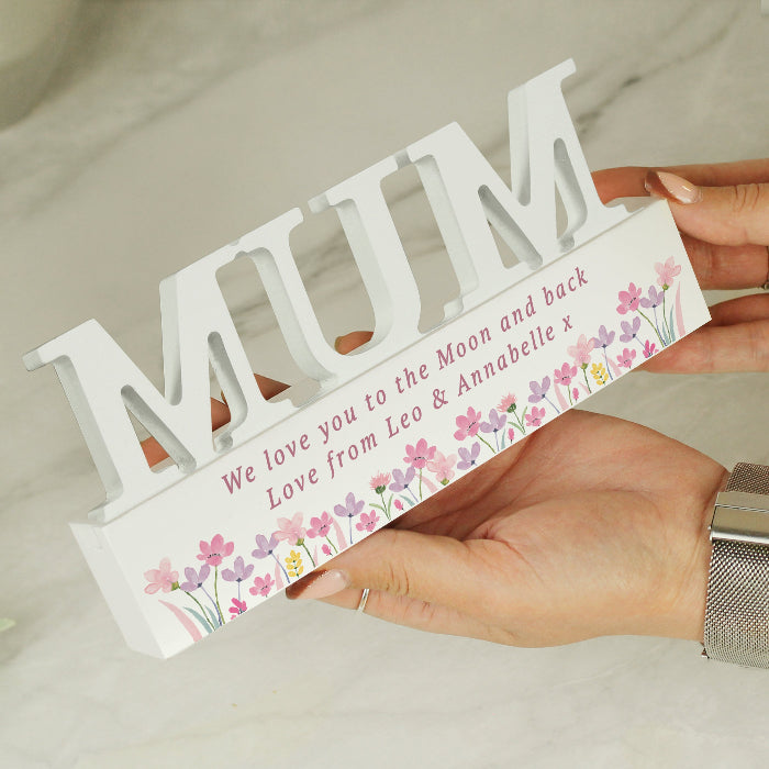 Personalised Floral Wooden Mum Ornament - Gift For Mum