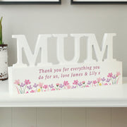 Personalised Floral Wooden Mum Ornament Gift