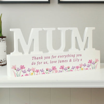 Personalised Floral Wooden Mum Ornament Gift