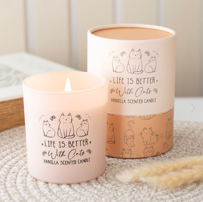 Life Is Better With Cats Vanilla Candle - Cat Lover Gift