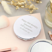 Engraved Silver Round Compact Mirror