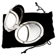Engraved Silver Round Compact Mirror