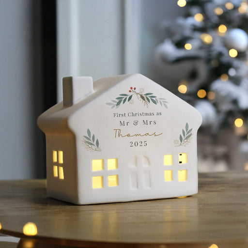 Personalised First Christmas Married LED House Ornament 