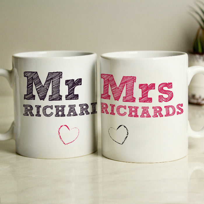 Personalised Mr & Mrs Mug Wedding Gift Set