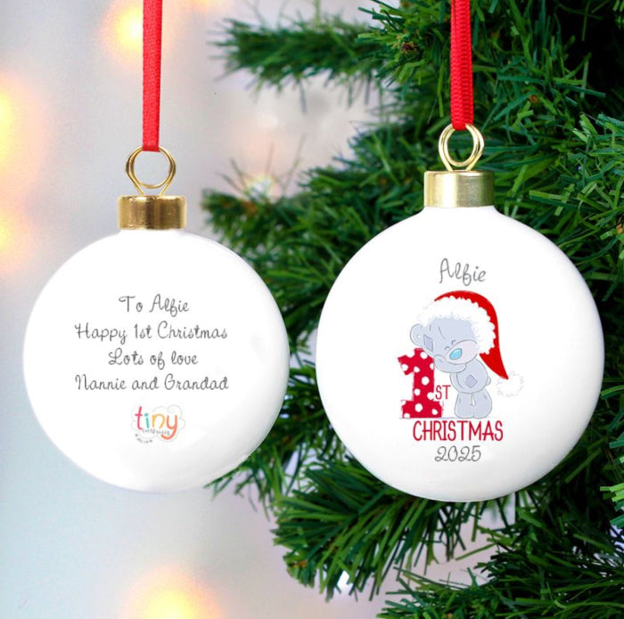 Personalised Tiny Tatty Teddy Baby’s 1st Christmas Bauble