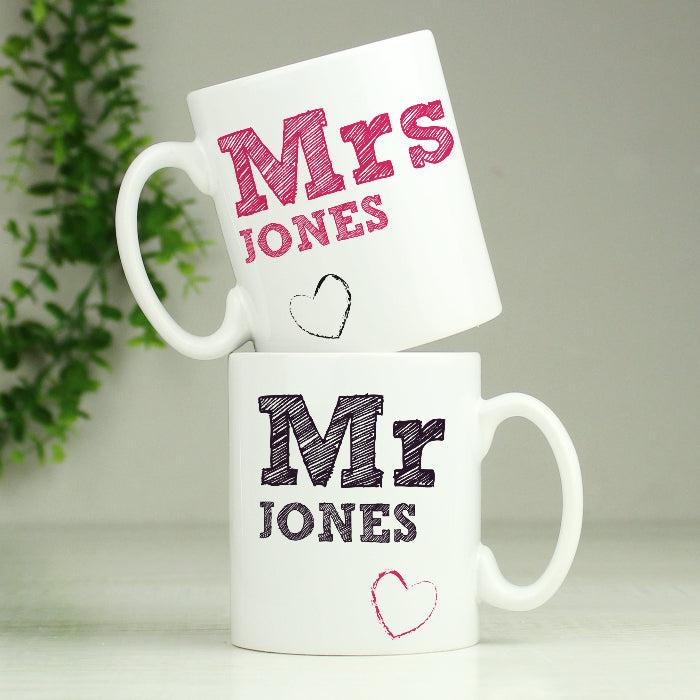 Personalised Mr & Mrs Mug Wedding Gift Set