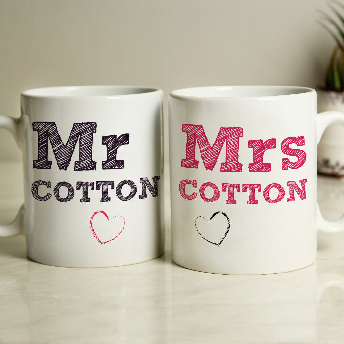 Personalised Mr & Mrs Mug Wedding Gift Set