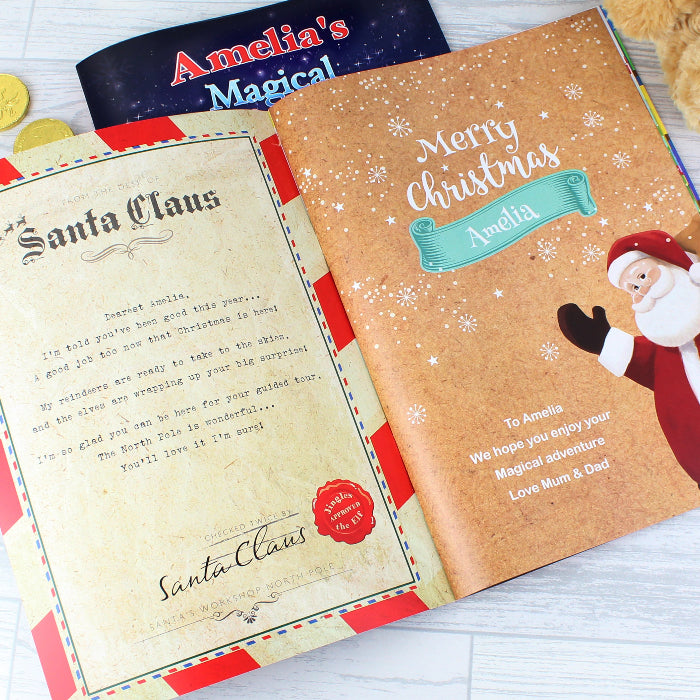 Personalised Magical Christmas Adventure Story Book & Teddy Bear