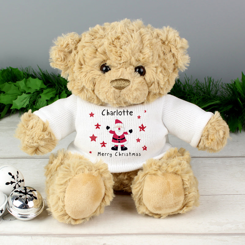 Personalised Spotty Santa Christmas Teddy Bear