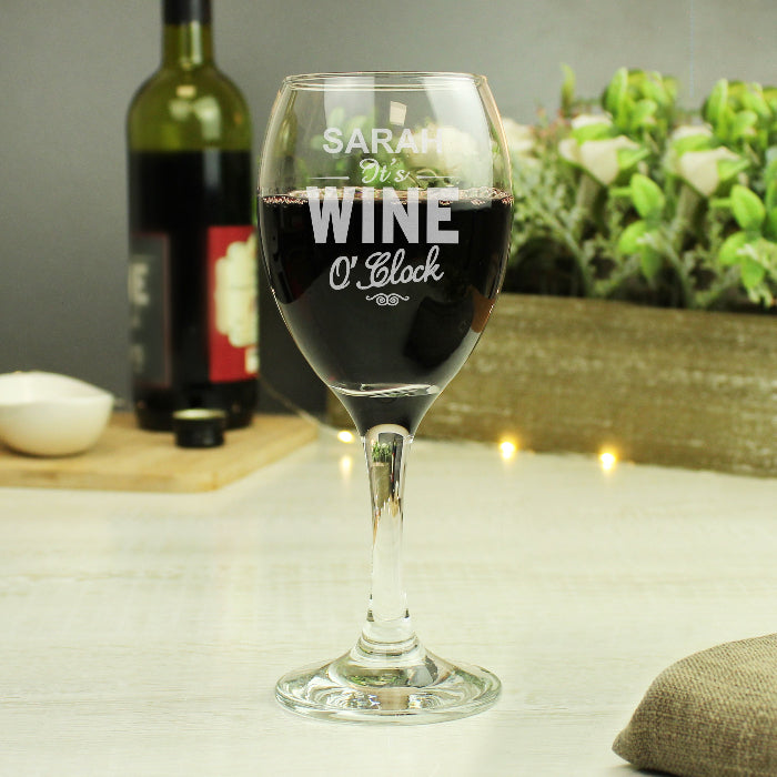 Engraved Wine Glass - It's Wine O'Clock