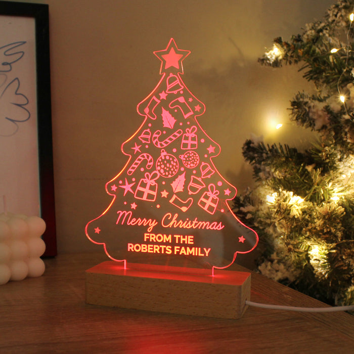 Personalised Christmas Tree Wooden Based LED Indoor Light