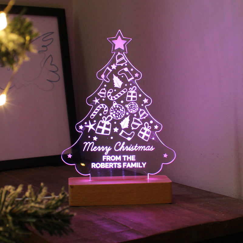 Personalised Christmas Tree Wooden Based LED Indoor Light