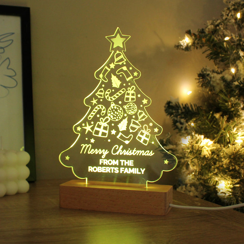 Personalised Christmas Tree Wooden Based LED Indoor Light