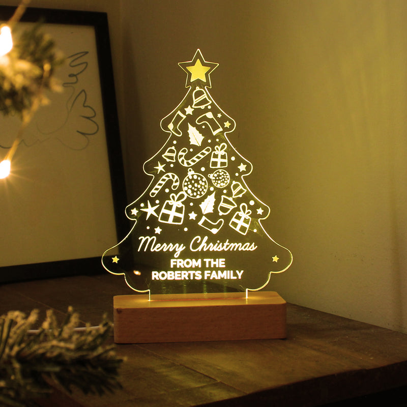 Personalised Christmas Tree Wooden Based LED Indoor Light