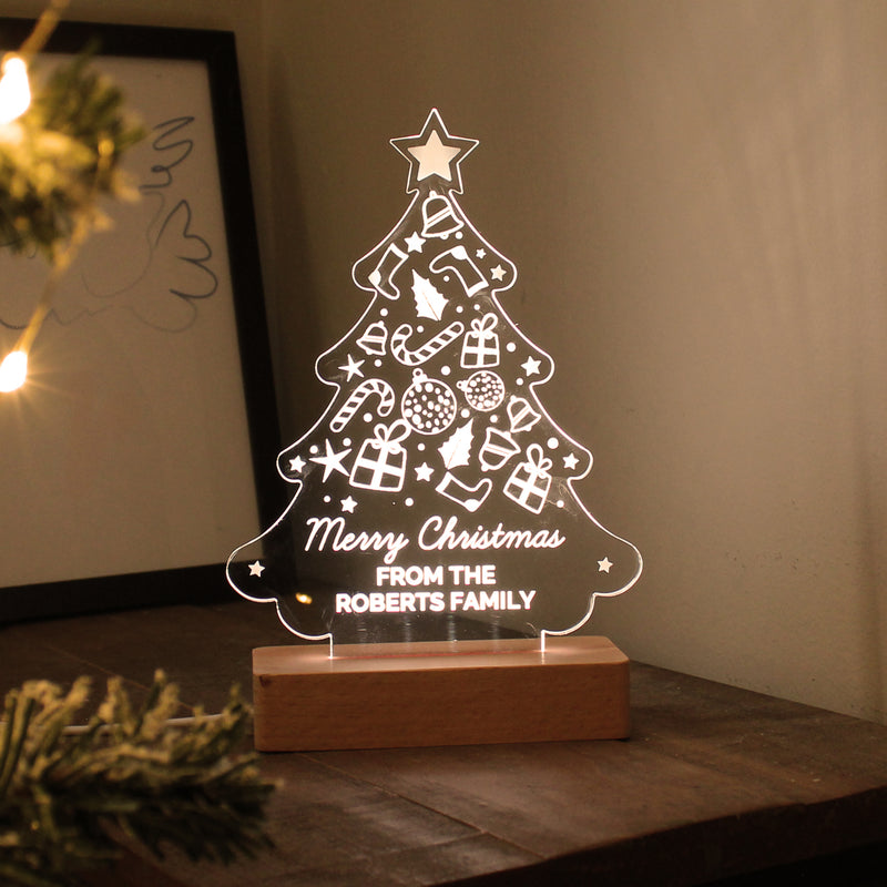 Personalised Christmas Tree Wooden Based LED Indoor Light