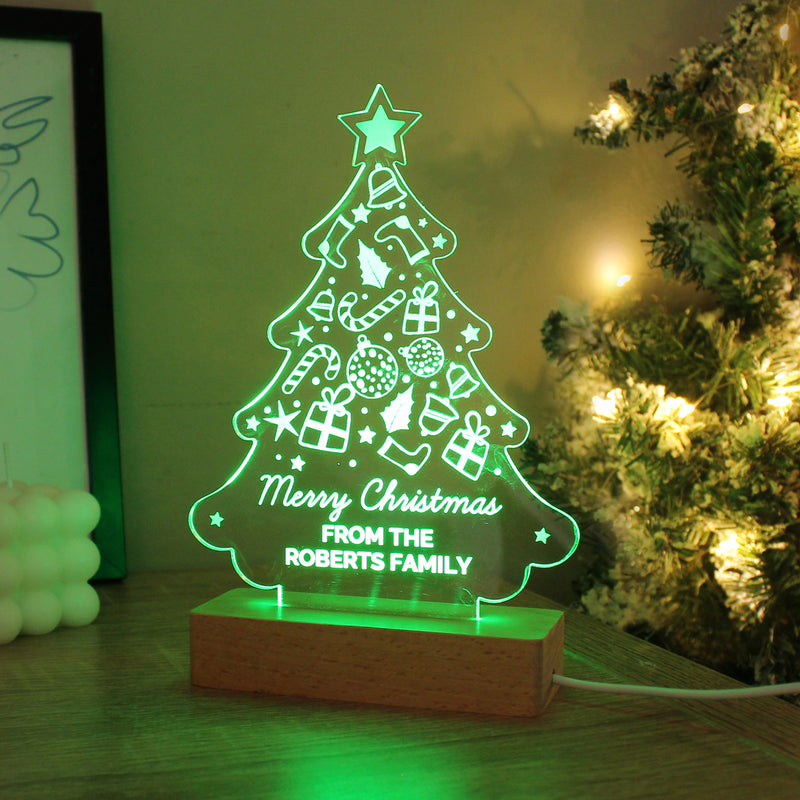 Personalised Christmas Tree Wooden Based LED Indoor Light