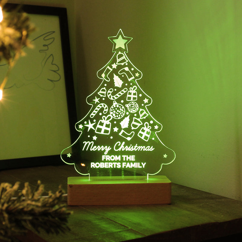 Personalised Christmas Tree Wooden Based LED Indoor Light