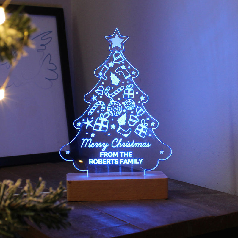 Personalised Christmas Tree Wooden Based LED Indoor Light
