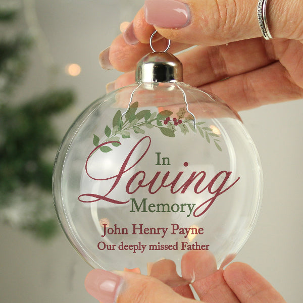 Personalised In Loving Memory Memorial Glass Bauble