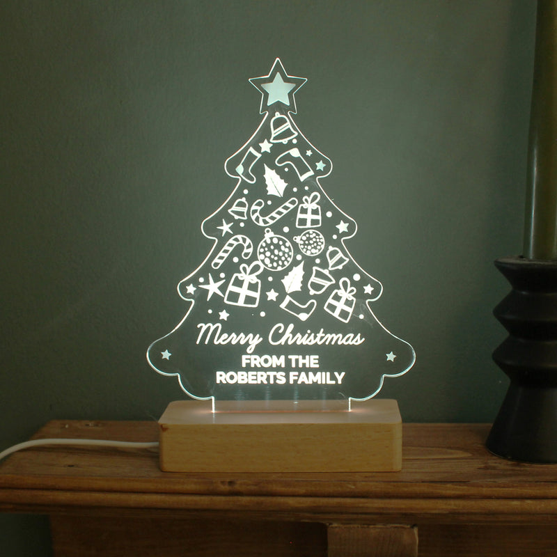 Personalised Christmas Tree Wooden Based LED Indoor Light