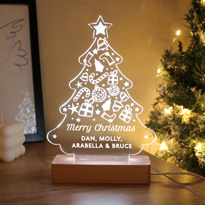 Personalised Christmas Tree Wooden Based LED Indoor Light