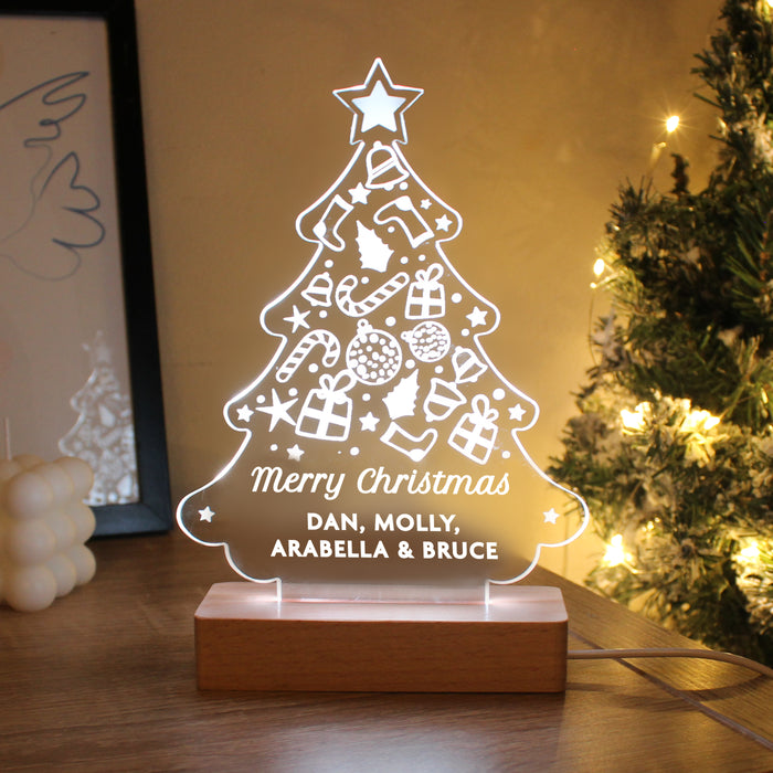 Personalised Christmas Tree Wooden Based LED Indoor Light