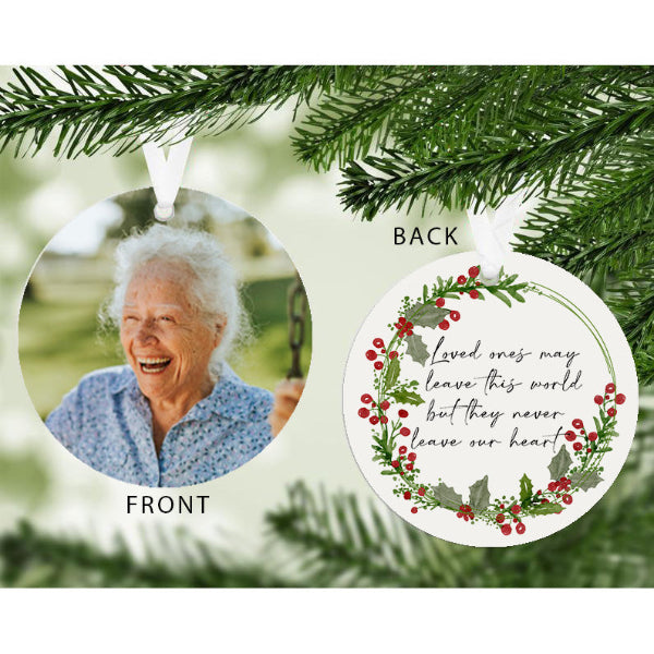 Loved Ones Never Leave Our Heart Photo Memorial Christmas Decoration