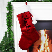 Personalised Name Only Red Velvet Christmas Stocking