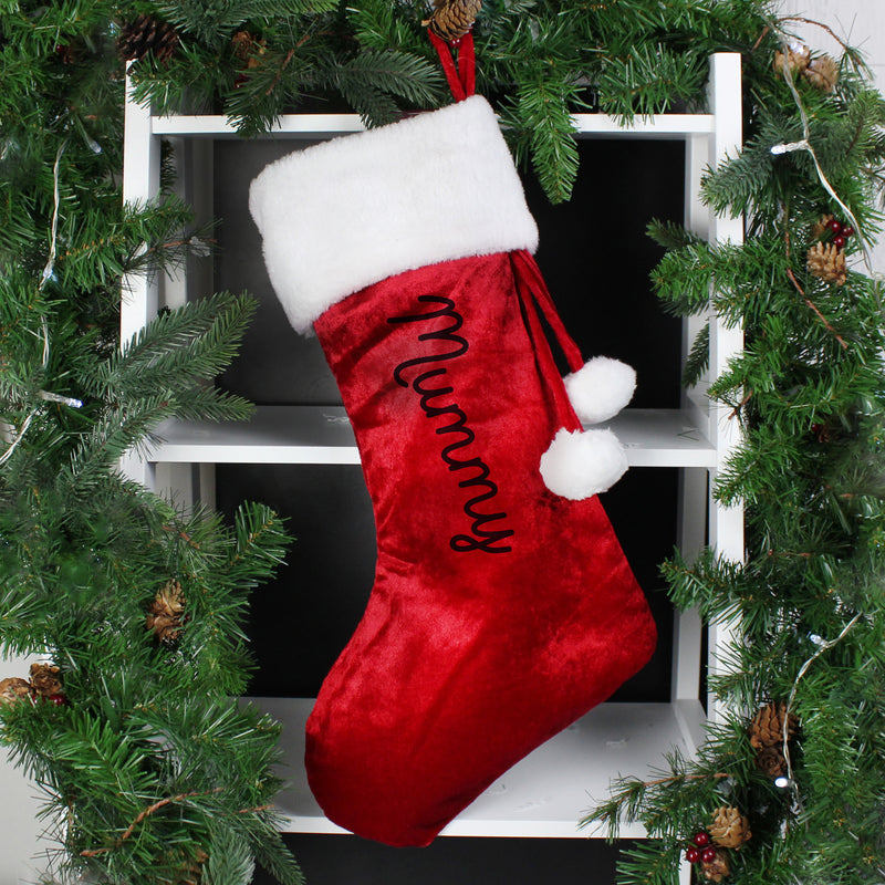 Personalised Name Only Red Velvet Christmas Stocking