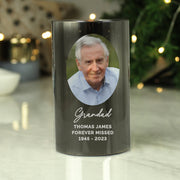 Personalised Photo Upload Memorial Smoked Glass LED Candle