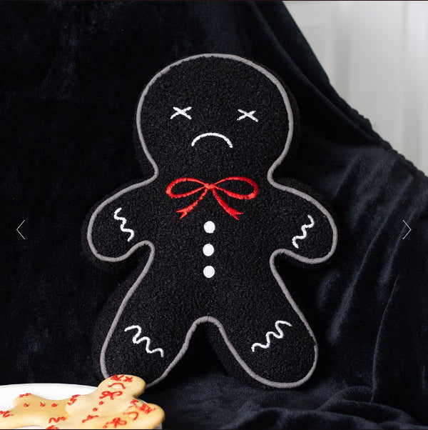Spooky Gingerbread Man Boucle Christmas Cushion