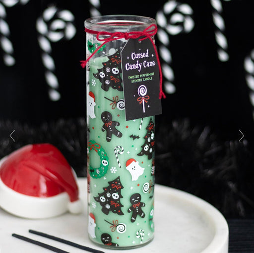 Gothic Merry Creepmas Cursed Candy Cane Christmas Tube Candle