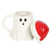 Gothic Ghost Shaped Christmas Mug with Santa Hat Lid
