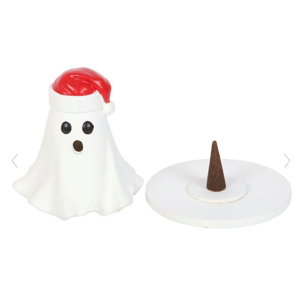 Gothic Christmas Ghost with Santa Hat Incense Cone Holder