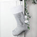Personalised Silver Grey Velvet Christmas Stocking - Holly