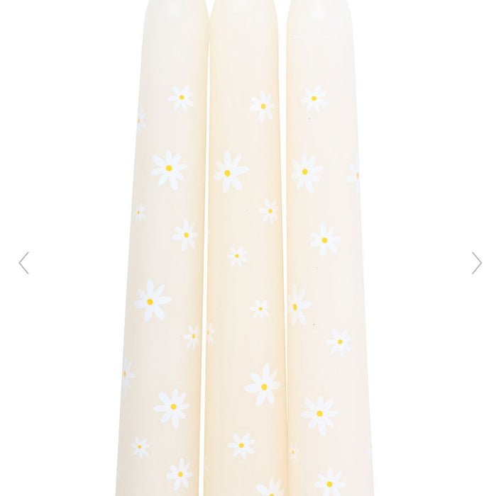 Set of 3 Carrot Patch Daisy Taper Candles