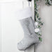 Personalised Silver Grey Velvet Christmas Stocking - Holly