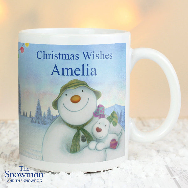Personalised Traditional The Snowman and the Snowdog Christmas Mug