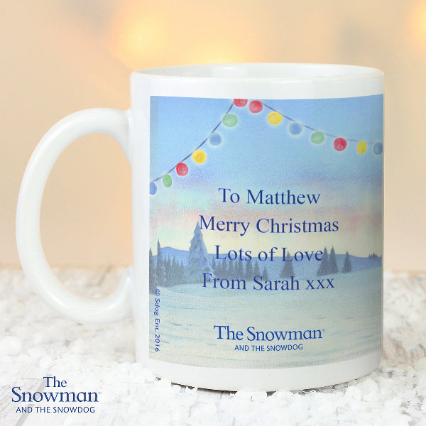 Personalised Traditional The Snowman and the Snowdog Christmas Mug
