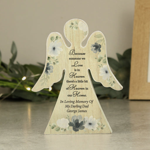 Personalised Memorial Wooden Angel Ornament Decoration 