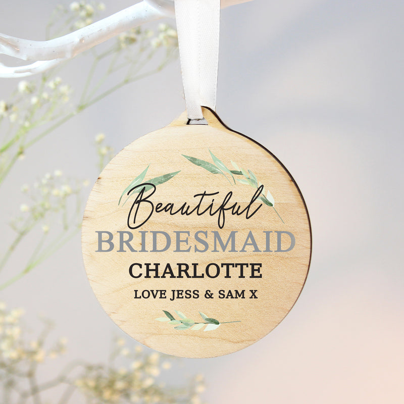 Personalised Beautiful Bridesmaid Bauble Decoration