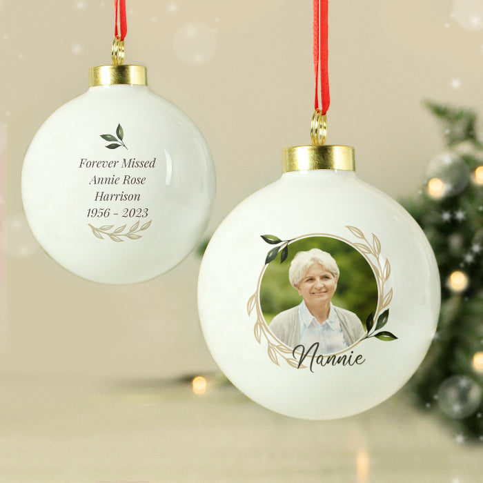 Personalised Photo Upload Memorial Christmas Bauble