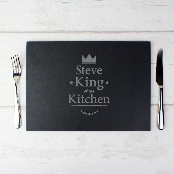 Personalised Large Slate Kitchen Board - King Of The Kitchen