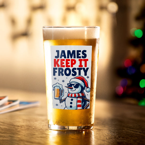Personalised Keep It Frosty Funny Christmas Beer Glass